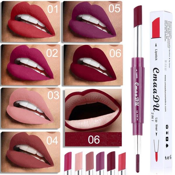 

cmaadu 6 colors lipstick lip liner 2 in 1 beauty pigment pencils moisturizer makeup kit matte lipstick