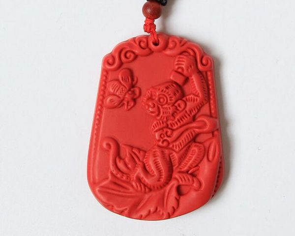 

корица обезьяна кулон открытие обезьяна год натуральный тайвань красный киноварь закрытие хоу мужчины и женщины 12 зодиак нефрит, Silver