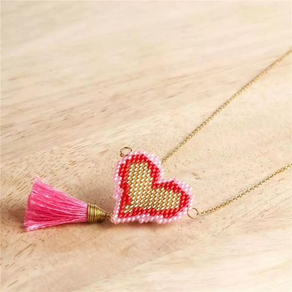 

zhongvi miyuki heart bohemian necklace choker gold chain jewelry miyuki joyeria women pink collares, Silver