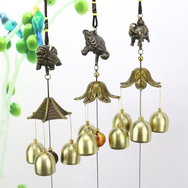 

hanging wind chime bell chinese oriental lucky metal pagoda feng shui brass buddha elephant spitor fortune lijiang style