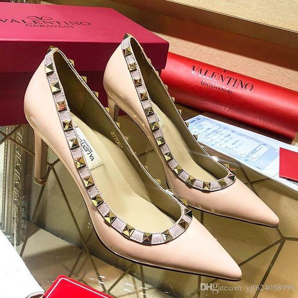 

2019 spring high version of the new patent leather design ladies high heel women's shoes fashion casual shoes party wedding shoes gw, Black