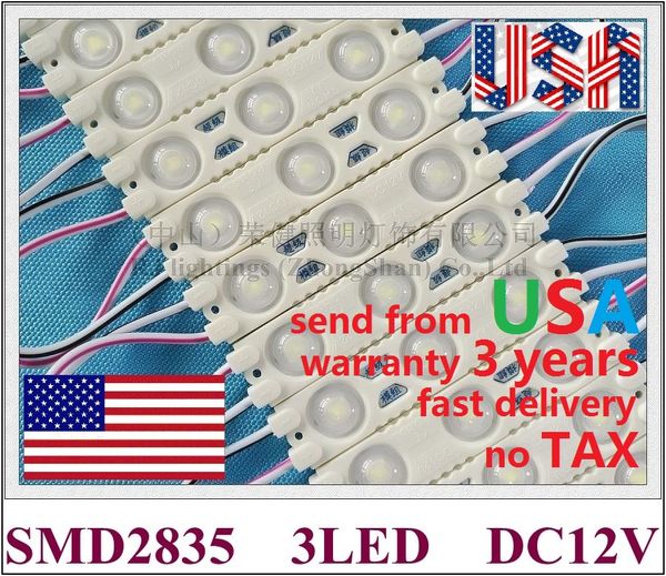 

led light module injection smd 2835 3led 1.2w 150lm aluminum pcb 60mm*13mm dc12v ip65 send from usa no tax fast delivery