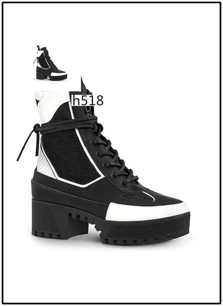 

with box laureate platform desert boot women designer boots leather ankle boot chunky heel martin shoes outdoor work boots, Black