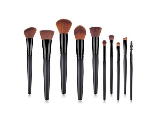 

beauty tools 10pcs makeup eye brushes set black color wooden handle brush