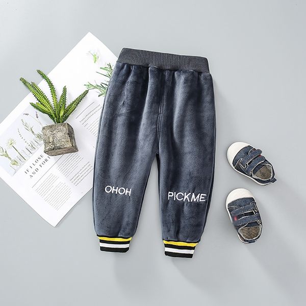 

kids pants winter warm baby boys girls pants thicken soft letter print casual trousers toddler bottoms, Blue