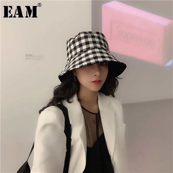 

eam] женщины черный плед двойная сторона wear рыбаки hat новая круглый купол temperament мода все матча весна осень 2019 1h280