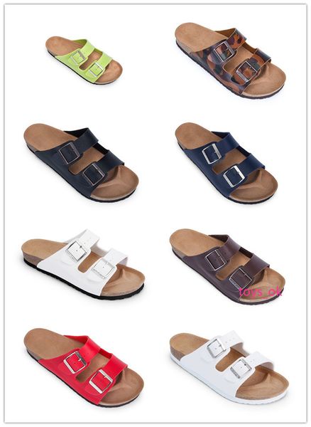 

new famous brand colorful arizona men brik flat heel scuffs women genuine leather casual sandals with buckle fashion summer beach cork shoes