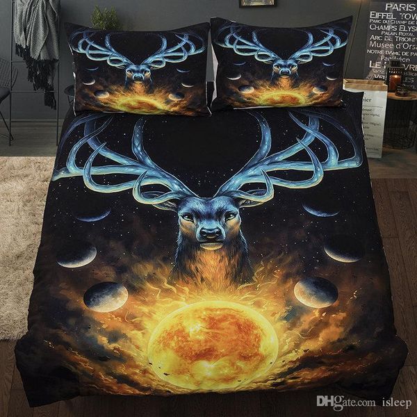 

3d printing sun and deer 2 3 pcs bedding set animals duvet cover with pillowcasefor twin full  king all size