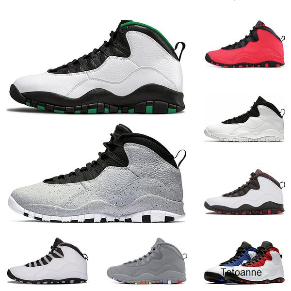 

2020 men basketball shoes 10 10s seattle cement i'm back bobcats chicago cool grey powder blue steel grey sport sneakers size 7-13