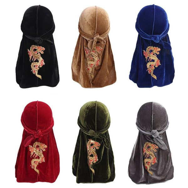 

printed hiking scarves long-tailed pleuche/gold velvet turban cap head wrap headscarf headwear apparel accessories.1, Black