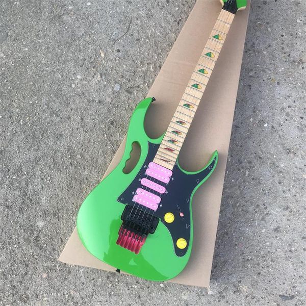Fabrika doğrudan satış yeşil elektro gitar maun gövde boyun akçaağaç kalite güvence özelleştirilebilir gül ağacı ayrı