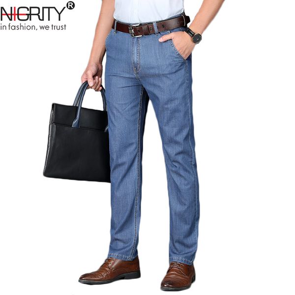 

men's jeans 2021 spring and summe light blue business classic leisure basic styles straight pant quality plus size 28-42