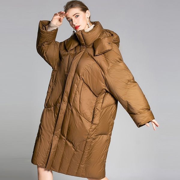 

winter jacket women 2018 new female parka coat feminina long down jacket plus size long hooded duck down coat overcoat women 221, Black
