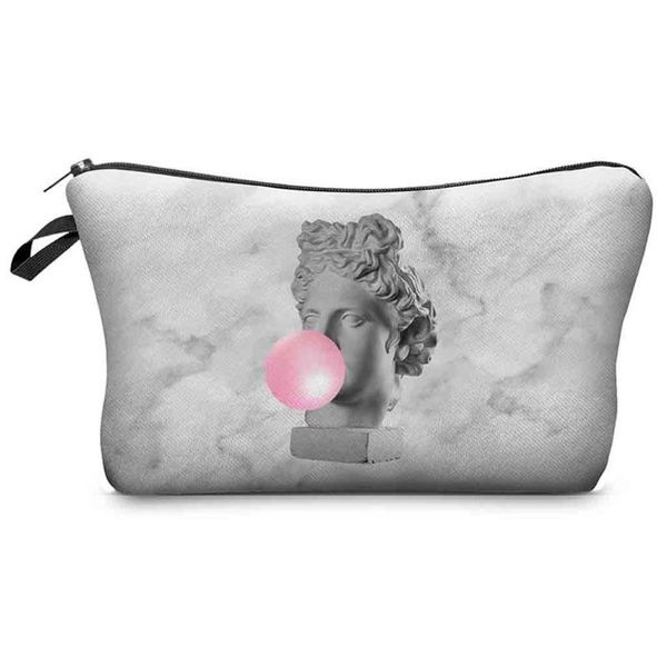 

creative spit bubble statue cosmetic bag toiletry bag fashion print european and american wash marble print cosmetic bags
