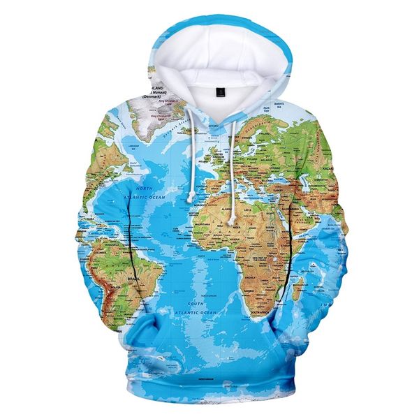 

womens map 3d printed sweatshirt oversized hoodie funny autumn long sleeve casual hooded pullovers sweatshirt size plus 4xl 2019, Black