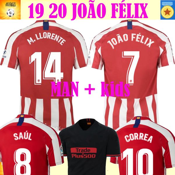 

joÃ£o fÃ©lix madrid soccer jerseys 2019 2020 llorente camiseta de fÃºtbol football soccer shirt kits jerseys joao felix man and kids kit, Black;yellow