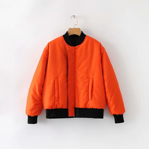 

2018 europe and america winter new style women's dress pilots double-sided wear thick baseball uniform jacket cotton coat women, Black;brown