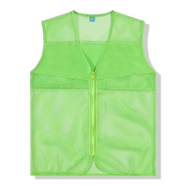 

custom safety vest v-neck sleeveless loose fluorescent green vest boys oversized work cycling summer mesh fishing 4xl, Black;white