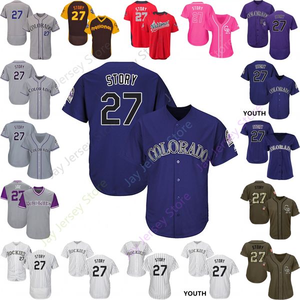 

Custom Colorado 27 Trevor Story Jersey Rockies Jerseys Cooperstown Cool Base Flexbase White Black Red Grey Home Away Men Women Youth Cheap