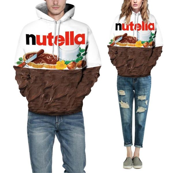 

mrwonder 2018 осень зима мужчины толстовка 3d уличный стиль пуловер джемперы 3d nutella шоколад печатных любителей толстовки, Black