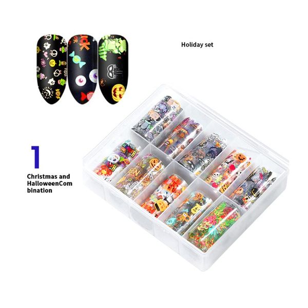 

1box holographic starry nail foil nails art transfer sticker manicure tips decoration, Black