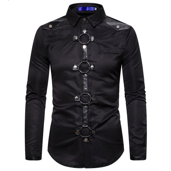 

men's shirts long sleeve fashion slim shirt party prom singer host musician ball stage dress costume gothic style black red wine, White;black