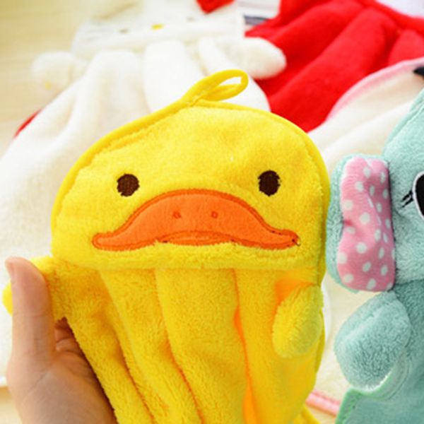 

baby nursery hand towel baby bath towels toddler soft plush cartoon animal wipe hanging bathing towel for children towel