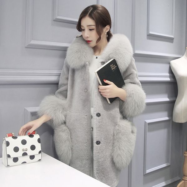 

winter women faux fur thicken outwear jacket fur coat casual office lady sweet warm sheep shearling coats, Black