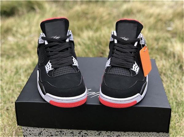 

2019 release air og 4 bred men basketball shoes black cement grey summit fire red 308497-060 casual shoes sneakers with box