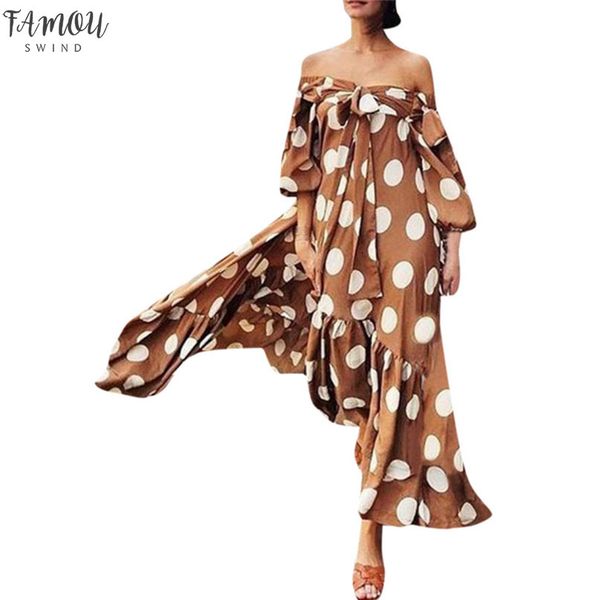 

сборки горошек boho платье лето 2020 женщин с плеча пляжа maxi платье сыпучие плюс размер длинные платья желтые женские платья # 1, Black;gray