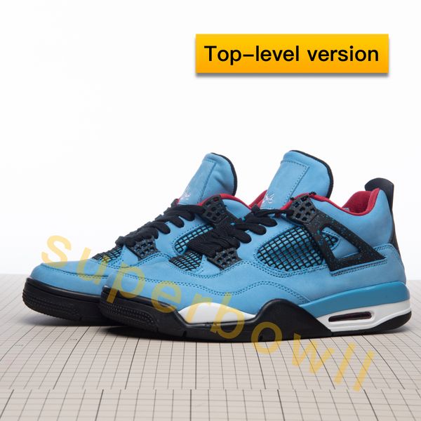 

basketball shoes 4 retro travis scotts cactus jack black accentsred liner splatter detailing men sneaker with box us7-12