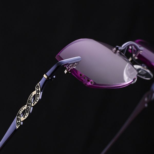 

2020 metal rimless diamond cut trimming reading glasses women nx, White;black