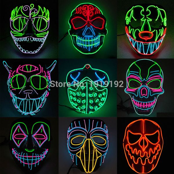 

2019 led halloween mask movie purge masks election mascara costume dj light up party masks glow in dark cosplay payday mask