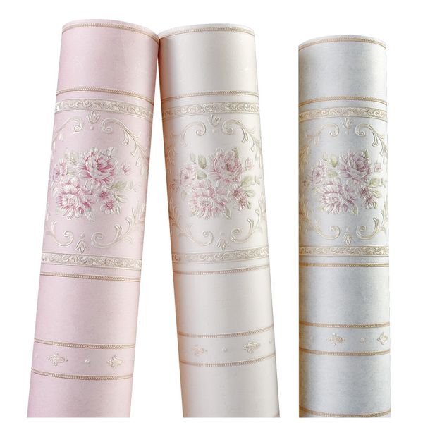 

pastoral non-woven precision pressed self-adhesive wallpaper 3d stereo vertical stripes bedroom living room tv background wall