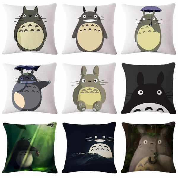 

totoro linen cotton fashion throw pillow case cushion cover home sofa decor soft sofa room decor gifts single sides printing