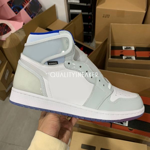 

1 high zoom r2t athletic designer shoes white racer blue white fashion chaussures trainers good quality ship with box