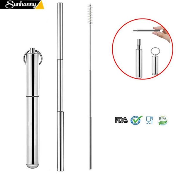 

telescopic stainless steel drinking straw reusable metal straw for beer frozen drinks travel home party bar accessories set