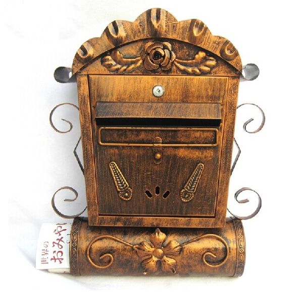 

villa antique wall mount cast iron mailbox embossed trim decor twall mounted mailbox other garden tools
