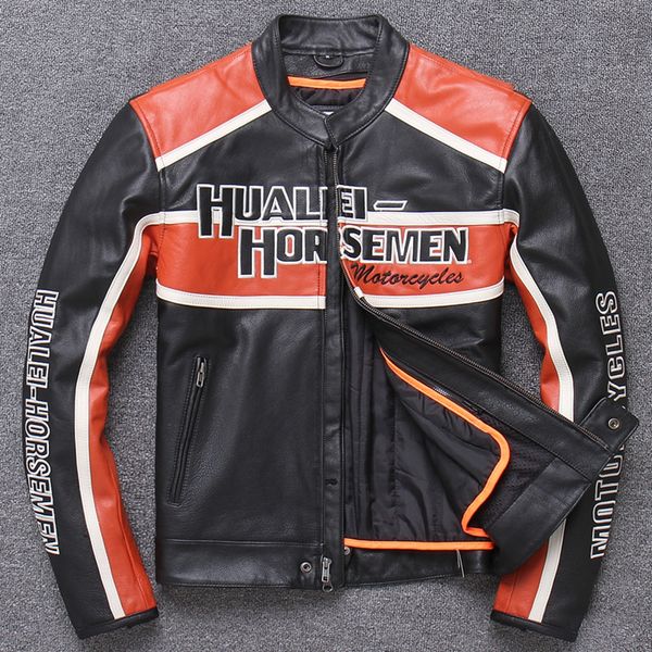 

1pcs men's genuine leather jacket biker warm cowhide vintage motorbike motocross coat slim fit motorcycle jackets