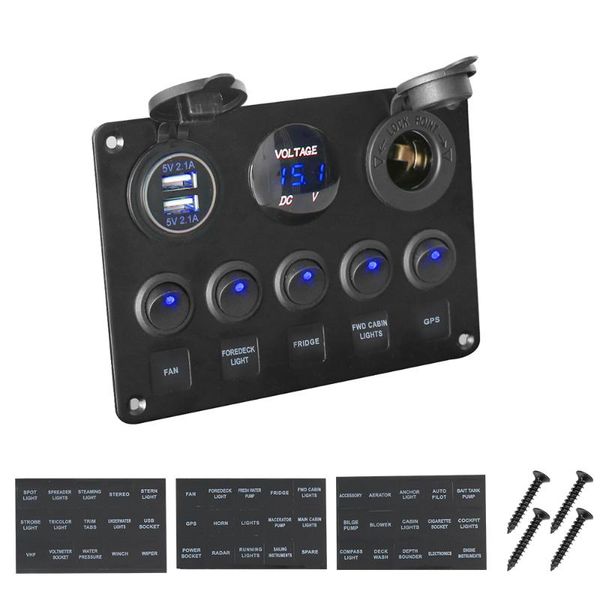 

waterproof digital voltmeter dual usb port 12v outlet combination car marine boat led rocker switch panel