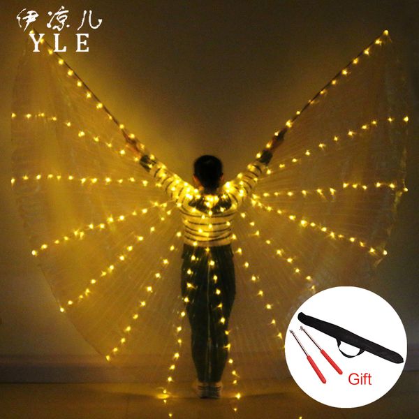 

belly dance led isis wings colorful popular stage performance props belly dancing wings props with stick dancing accessory, Black;red