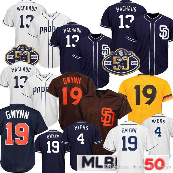 

Manny 13 Machado Tony 19 Gwynn 4 Wil Meyers BASEBALL JERSEY TOP NEW2019