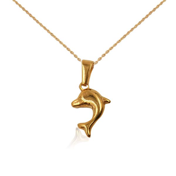 

yellow gold stainless steel small charm decoration whale pendant necklace children cute animal dolphin pendant chains for jewelry making, Silver