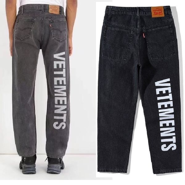 

vetements jeans men women make streetwear clothes old broken skinny jean ripped jeans for men homme brand pants vetements, Blue