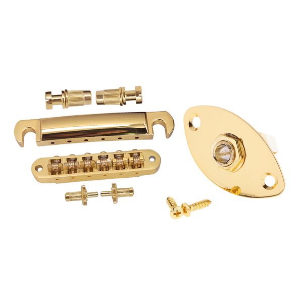 

1 set roller saddle bridge tailpiece+6.35mm output input jack for lp electric guitar parts