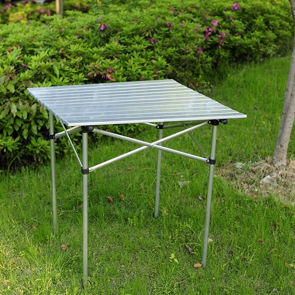 

portable folding table outdoor camping table ultralight tables desk square aluminium alloy 70x70x70cm white table
