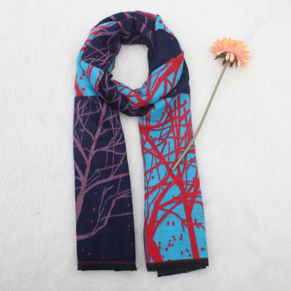

2019 new autumn and winter fashion wild branches ms. thick warm cashmere scarves women shawl pachira, Blue;gray