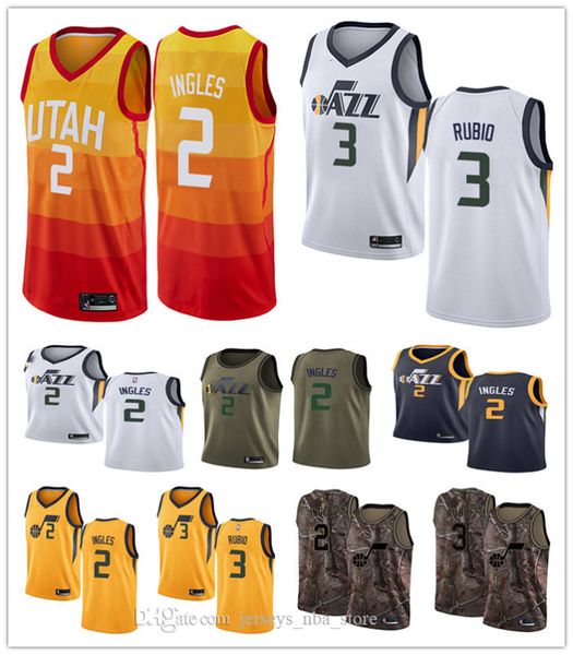 

2020 custom men's utah jazz 2 joe ingles 3 ricky rubio blue white throwback basketball edition nba jersey, Black;red