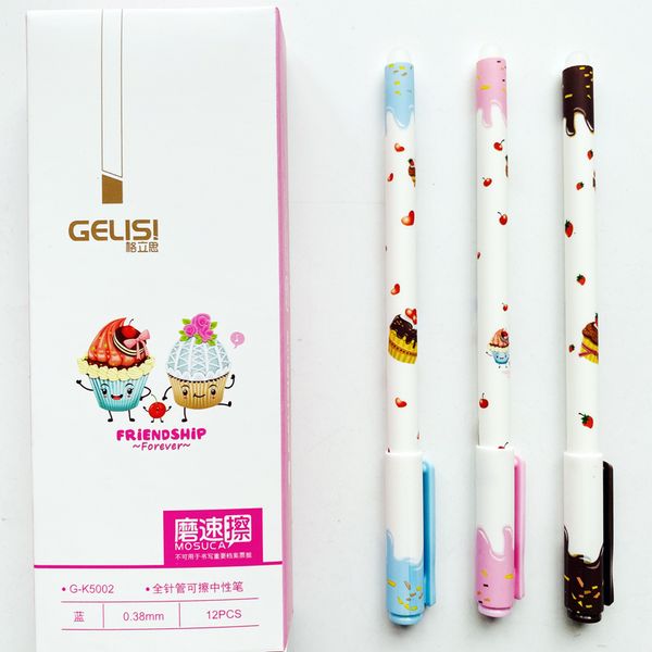 

3x cute friendship forever cup cake erasable gel pen rollerball pen writing tool school office supply student stationery
