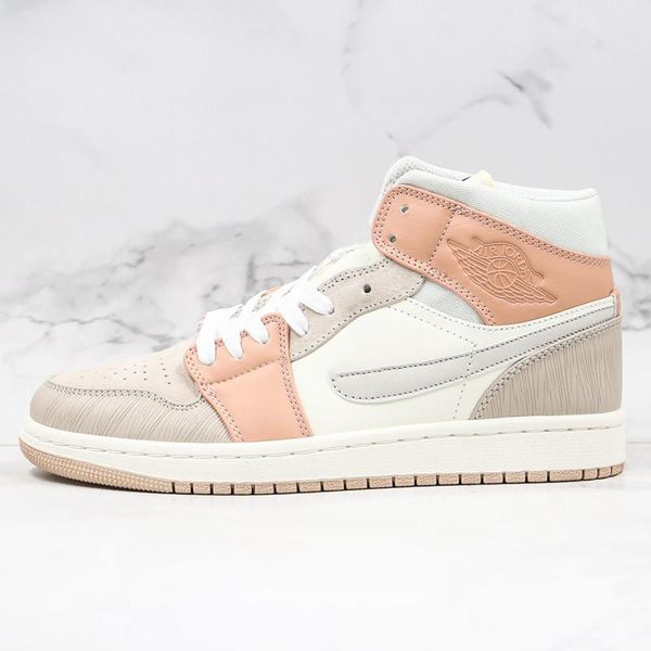 

2020 new 1 mid milan basketball shoes retro1 og jumpman 1 mid-khaki pink men women sport sneakers, White;red